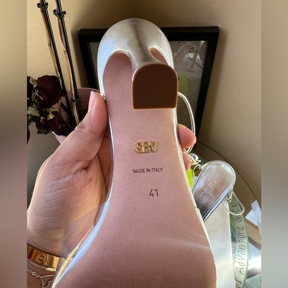 FINAL SALE💐GIAMBATTISTA VALLI crystal embellished pvc ankle-strap pumps 🍀 - Picture 14 of 15